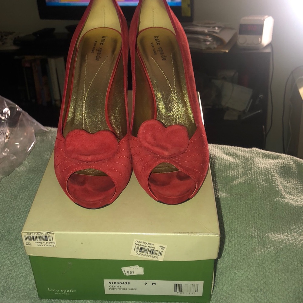Lovely Kate Spade Genny red suede pumps